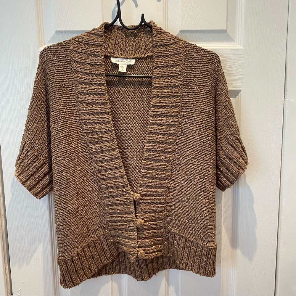 NWOT Coldwater Creek sweater shrug tobacco color with golden flecks SZ M 10-12. - Picture 7 of 12